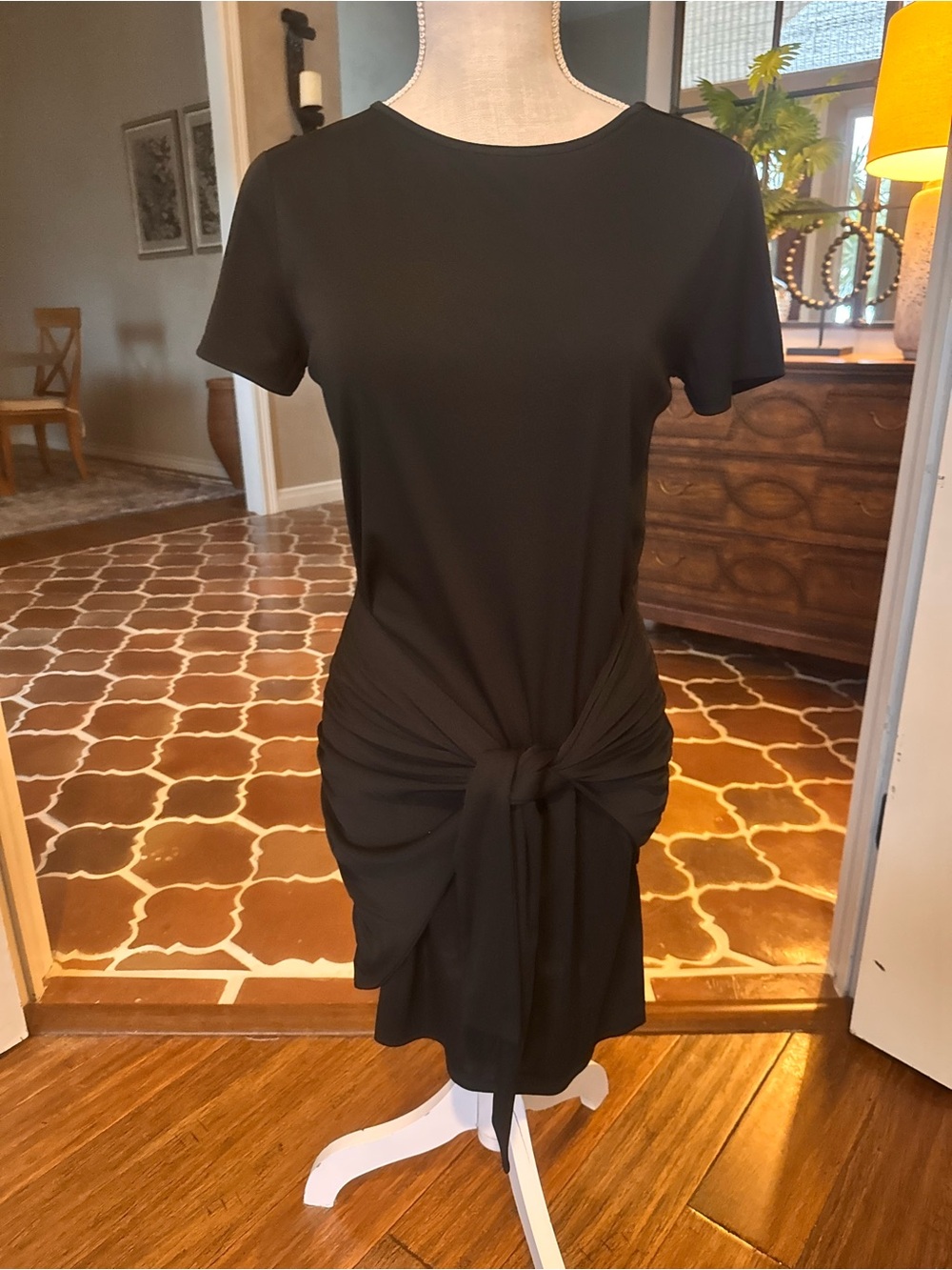 VENUS Black Knot-Front Short Sleeve Dress NWOT- - XS